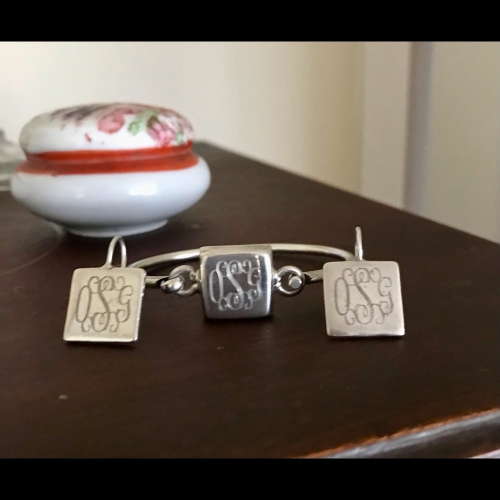 Vintage silver bracelet and earring set